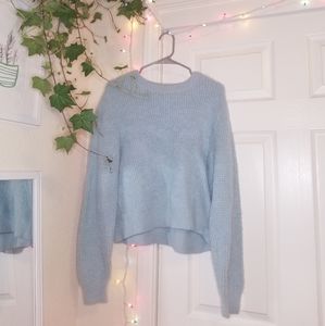 Baby Blue fuzzy sweater.